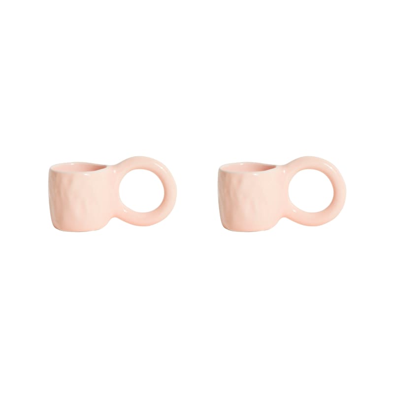 Table et cuisine - Tasses et mugs - Tasse à espresso Donut Small céramique rose / Ø  6 x H 5,5 cm - Lot de 2 - Petite Friture - Bubble Gum - Faïence émaillée