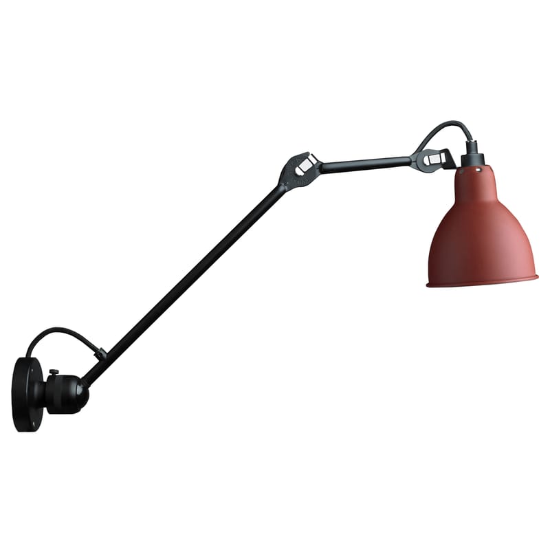 Lighting - Wall Lights - N°304L40 Wall light metal red / Arm L 40 cm - DCW éditions - Red - Steel