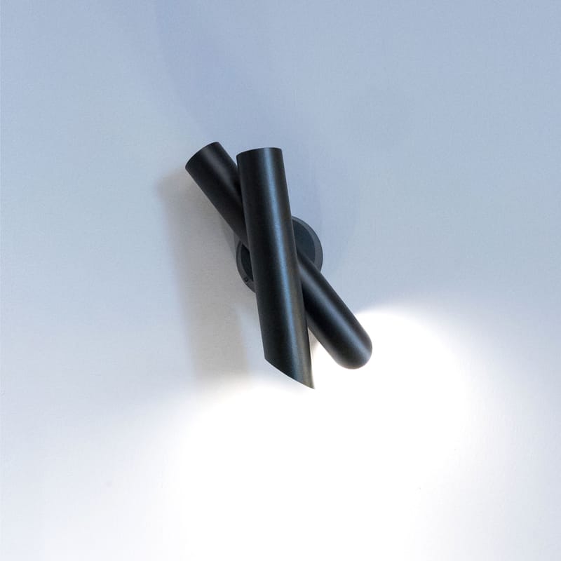 Leuchten - Wandleuchten - Wandleuchte Tubes 2 metall schwarz / LED / verstellbar - Nemo - Schwarz - extrudiertes Aluminium