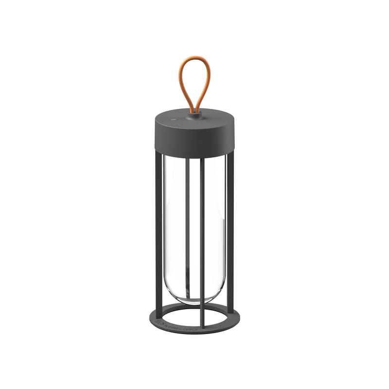 Lighting - Outdoor Lighting - In Vitro Unplugged LED Wireless rechargeable outdoor lamp metal glass grey / LED -  By Starck - Flos - Charcoal grey - Aluminium, Borosilicated glass