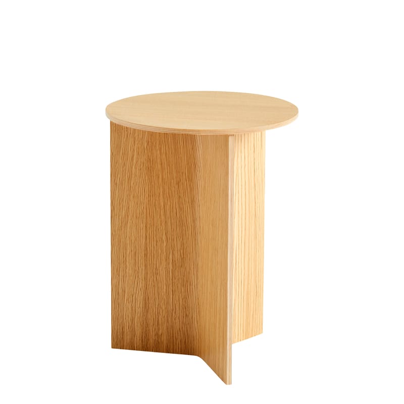 Möbel - Couchtische - Beistelltisch Slit Wood holz natur / Hoch - Ø 35 X H 47 cm / Holz - Hay - Eiche - Eichenfurnier