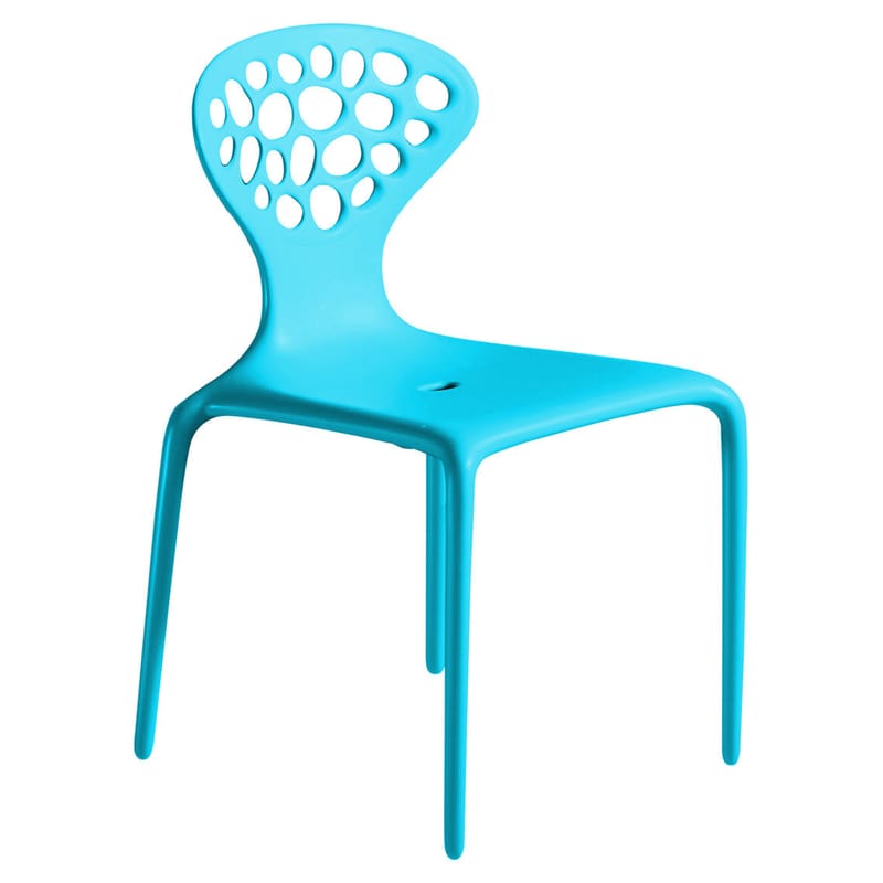 Mobilier - Chaises, fauteuils de salle à manger - Chaise empilable Supernatural plastique bleu - Moroso - Turquoise - Fibre de verre, Polypropylène