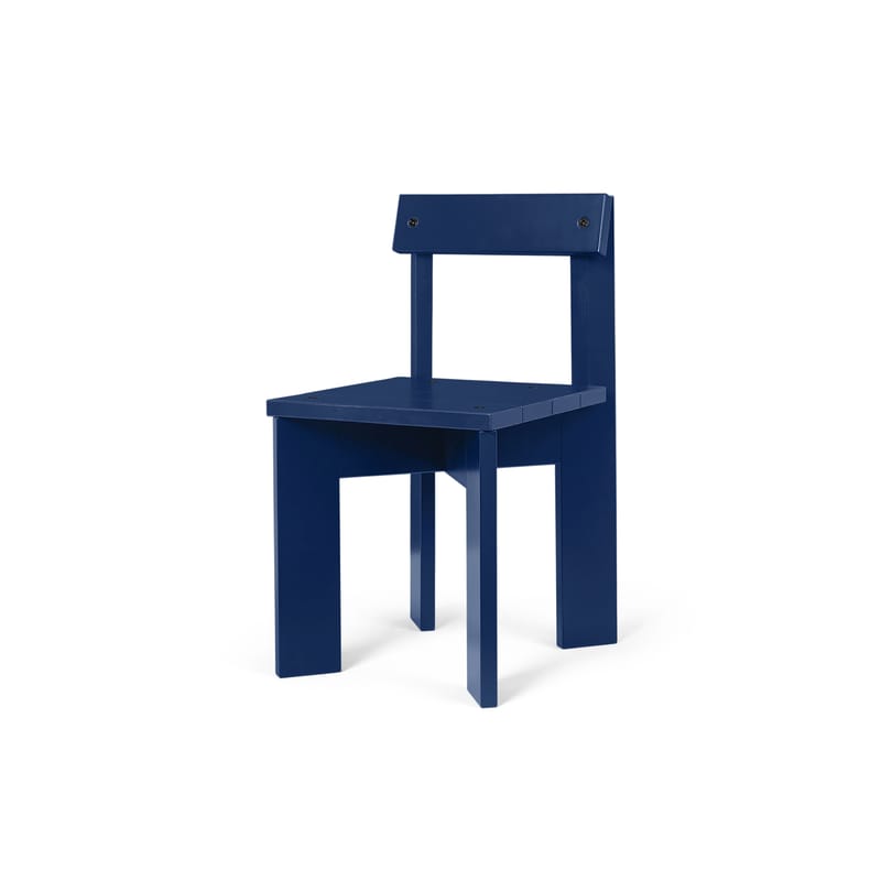 Mobilier - Mobilier Kids - Chaise enfant Ark bois bleu / Assise : H 30 cm - Ferm Living - Bleu - Frêne massif FSC laqué