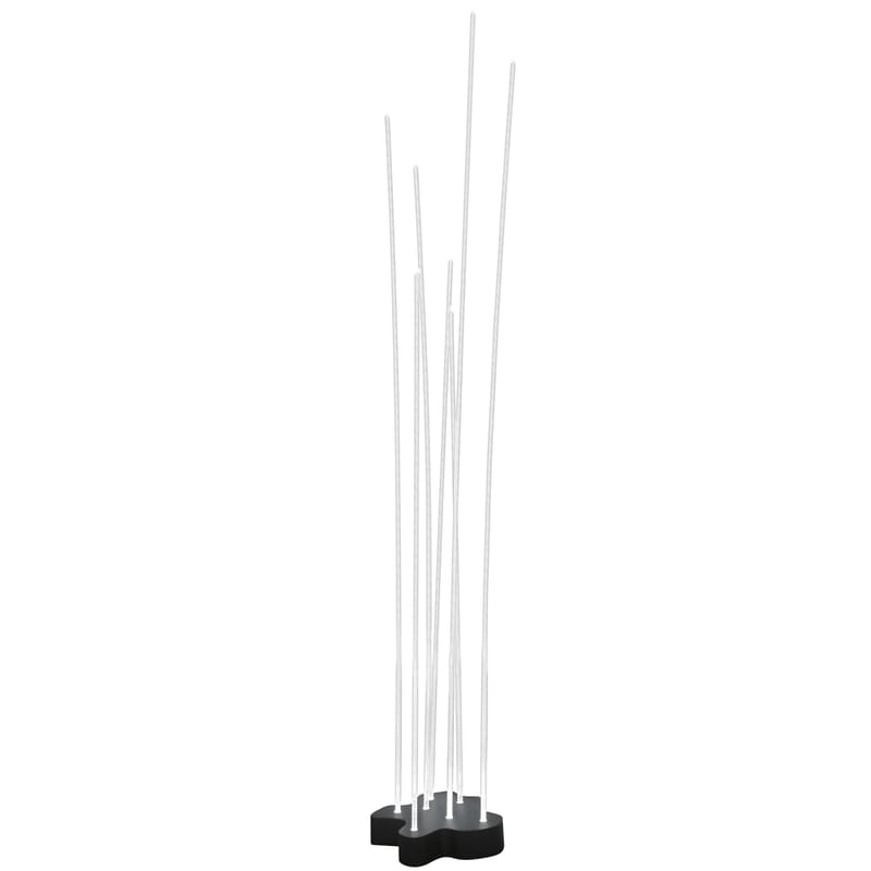 Luminaire - Lampadaires - Lampadaire Reeds LED métal plastique blanc gris / 7 tiges - Artemide - Blanc / Base gris anthracite - Acier inoxydable peint, PMMA