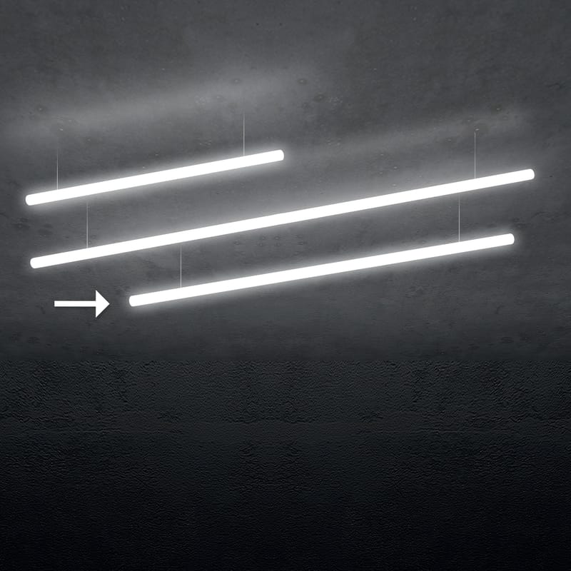 Lighting - Pendant Lighting - Alphabet of light Linear Pendant plastic material white / Bluetooth - L 180 cm - Artemide - L 180 cm / White - Aluminium, Methacrylate