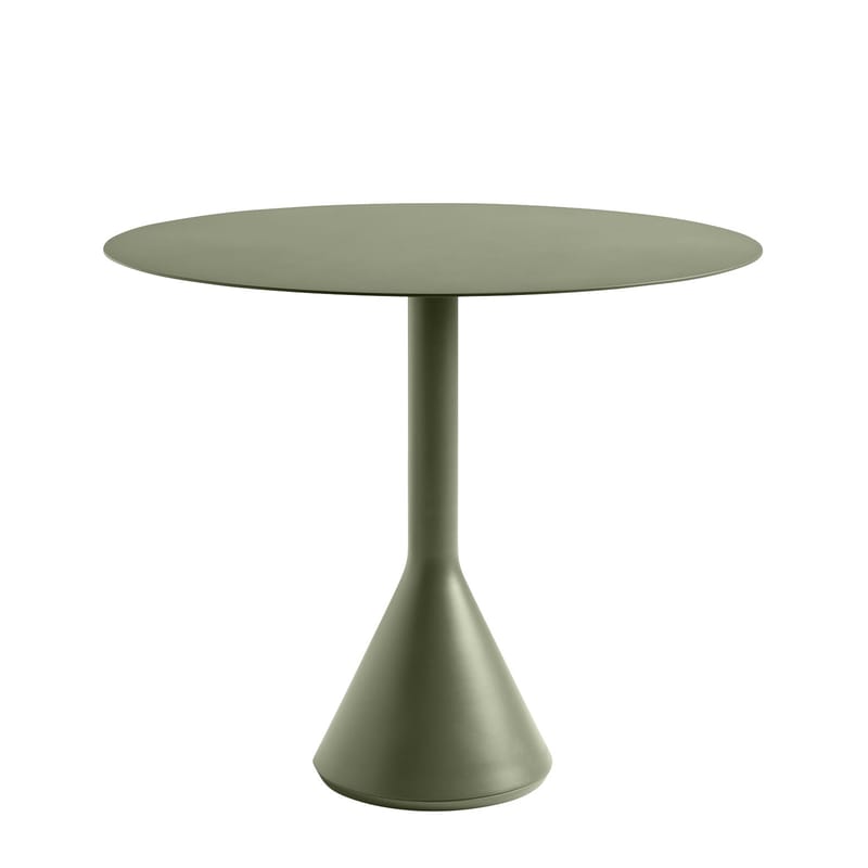 Outdoor - Gartentische - Runder Tisch Palissade Cone metall grün / Ø 90 cm - Stahl - Hay - Olivengrün - Beton, lasiert, Epoxid-lackierter Stahl