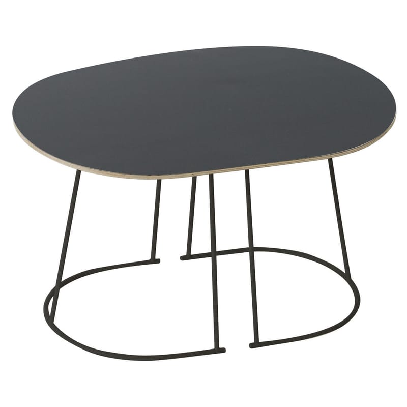 Mobilier - Tables de chevet - Table basse Airy métal bois noir / Small - 68 x 44 cm - Muuto - Noir - Acier peint, Contreplaqué, Stratifié
