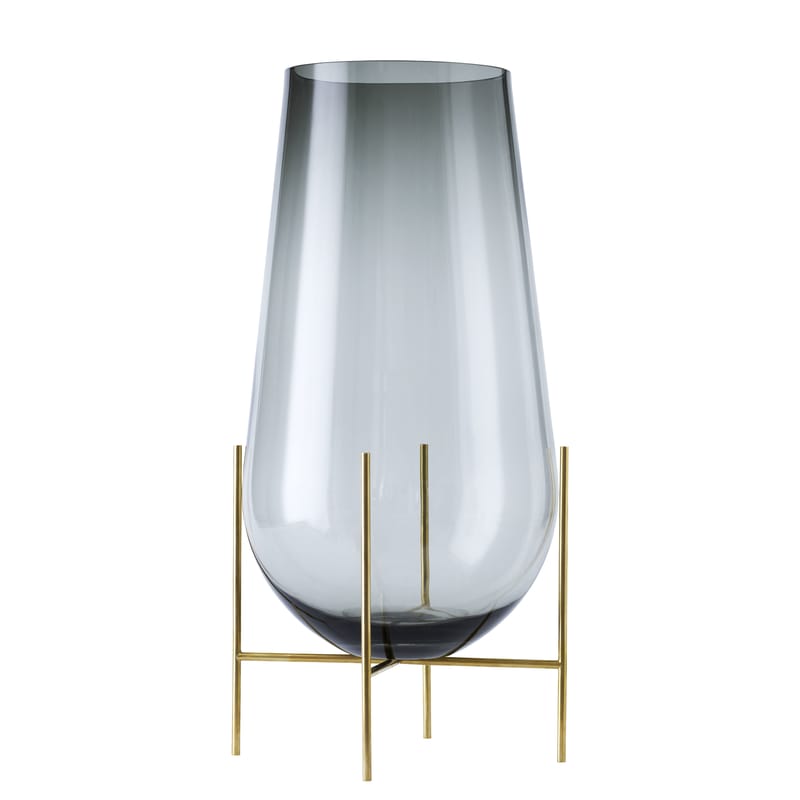 Décoration - Vases - Vase Echasse Large métal verre gris or / H 60 cm - Audo Copenhagen - H 60 cm / Fumé & Laiton - Laiton massif, Verre