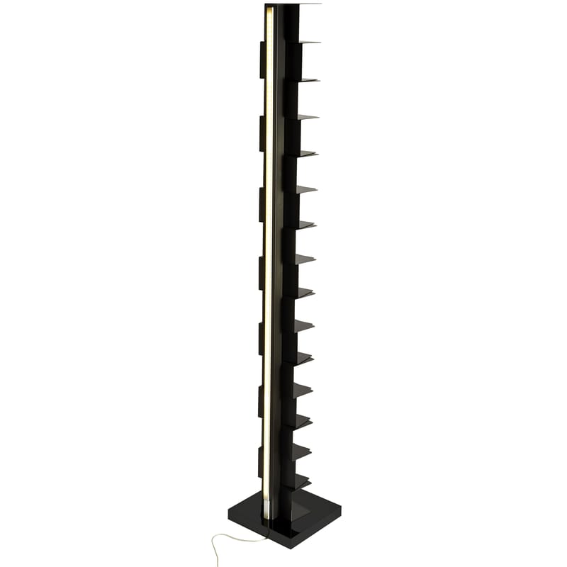Möbel - Regale und Bücherregale - Beleuchtetes Bücherregal Ptolomeo Luce metall schwarz / LED - H 215 cm - Opinion Ciatti - Schwarz - lackierter Stahl
