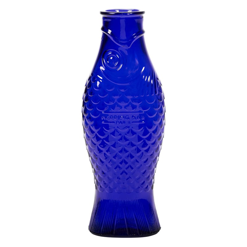 Décoration - Vases - Carafe Fish & Fish verre bleu / 1L - Serax - Bleu cobalt - Verre pressé