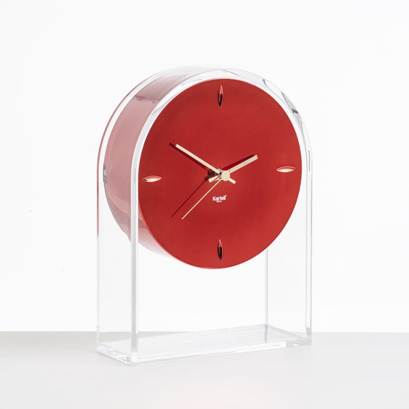 Décoration - Horloges  - Horloge à poser L\'Air du temps plastique rouge transparent / H 30 cm -  Eugeni Quitllet, 2017 - Kartell - Rouge / Cristal - Technopolymère thermoplastique