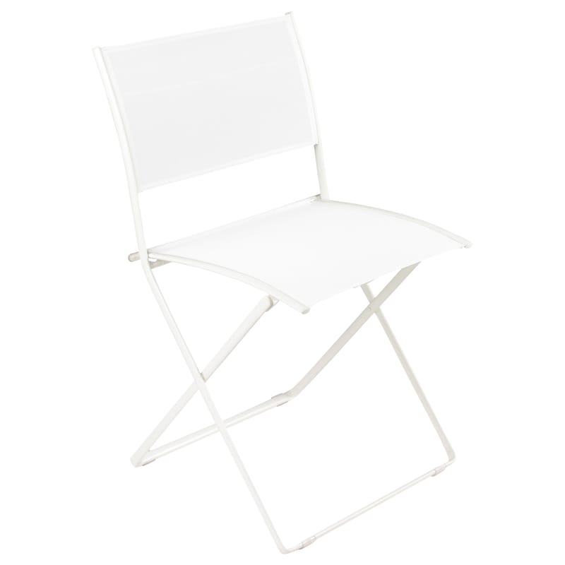 Möbel - Stühle  - Klappstuhl Plein Air textil weiß - Fermob - Weiß - galvanisierter Stahl, Leinen