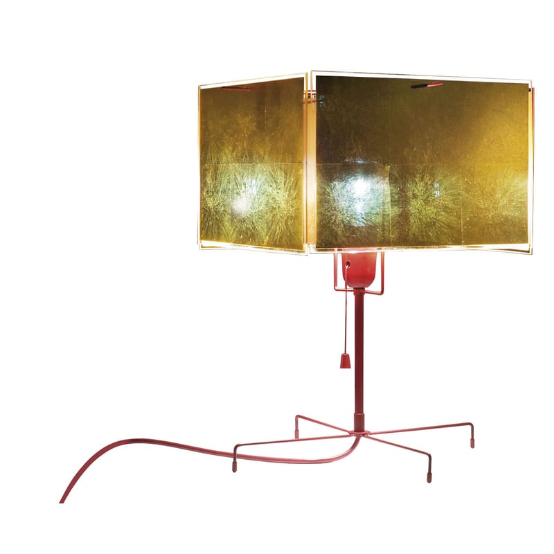 Luminaire - Lampes de table - Lampe de table 24 Karat Blau T métal plastique rouge or - Ingo Maurer - Or & rouge - Feuille d\'or, Plastique