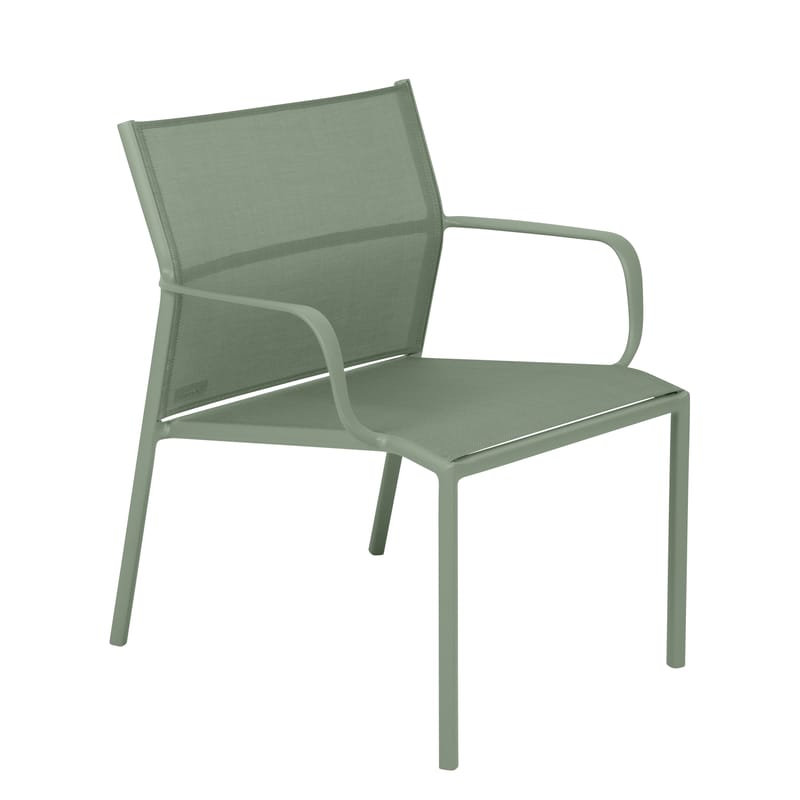 Furniture - Armchairs - Cadiz Low armchair textile green / Cloth - Fermob - Cactus - Batyline® fabric, Lacquered aluminium