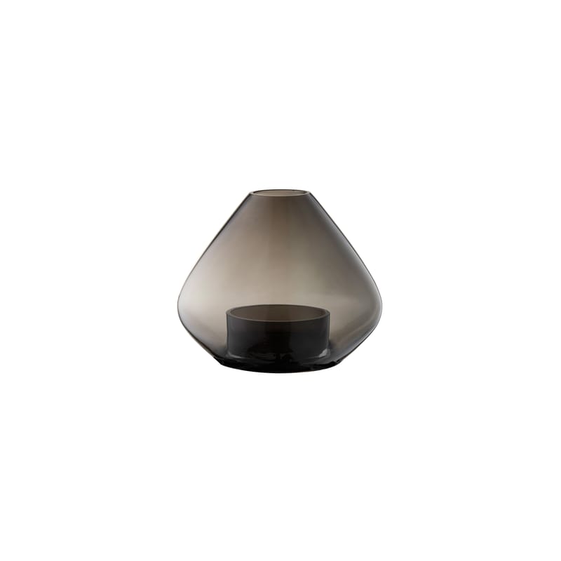 Décoration - Bougeoirs, photophores - Photophore Uno Small verre noir / Vase - Ø 14 x H 11 cm - AYTM - Noir - Verre