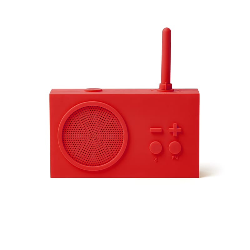 Décoration - High Tech - Radio portable Tykho 3 plastique rouge / Enceinte Bluetooth - Marc Berthier, 1997 - Lexon - Rouge - Gomme siliconée