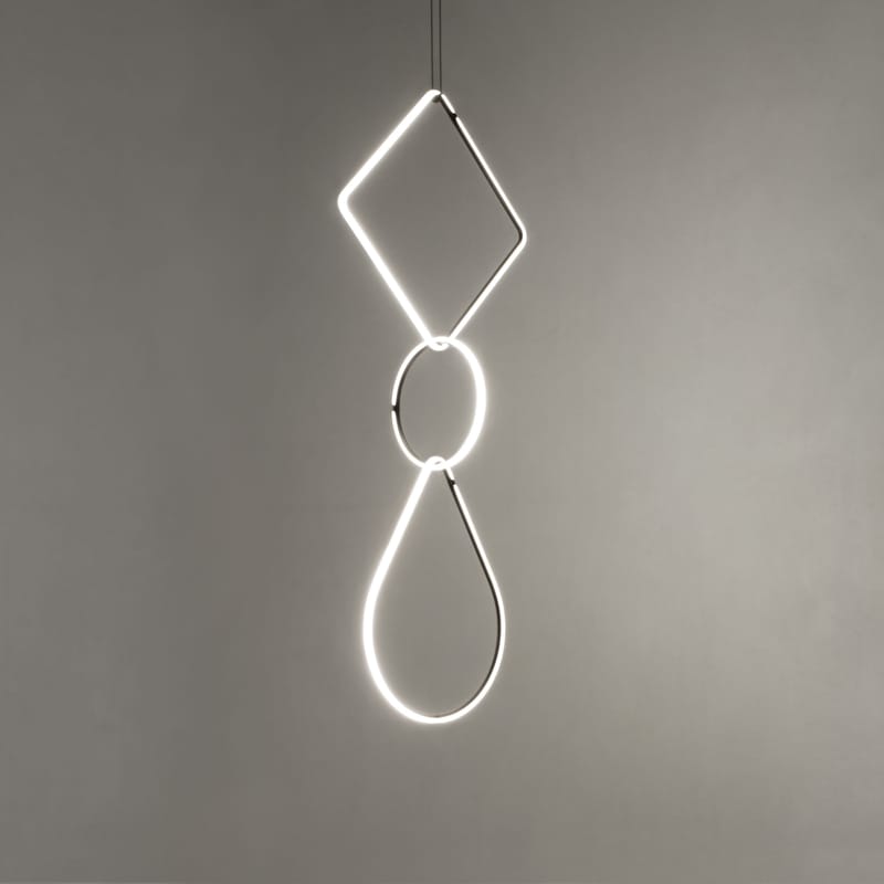 Luminaire - Suspensions - Suspension Arrangements 1 LED métal blanc noir / 3 éléments - H 180 x L 52 cm - Flos - Noir & Blanc - Aluminium peint, Polycarbonate