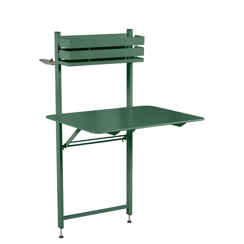 Jardin - Tables de jardin - Table pliante Balcon Bistro métal vert / Rabattable - 77 x 64 cm - Fermob - Cèdre - Acier peint