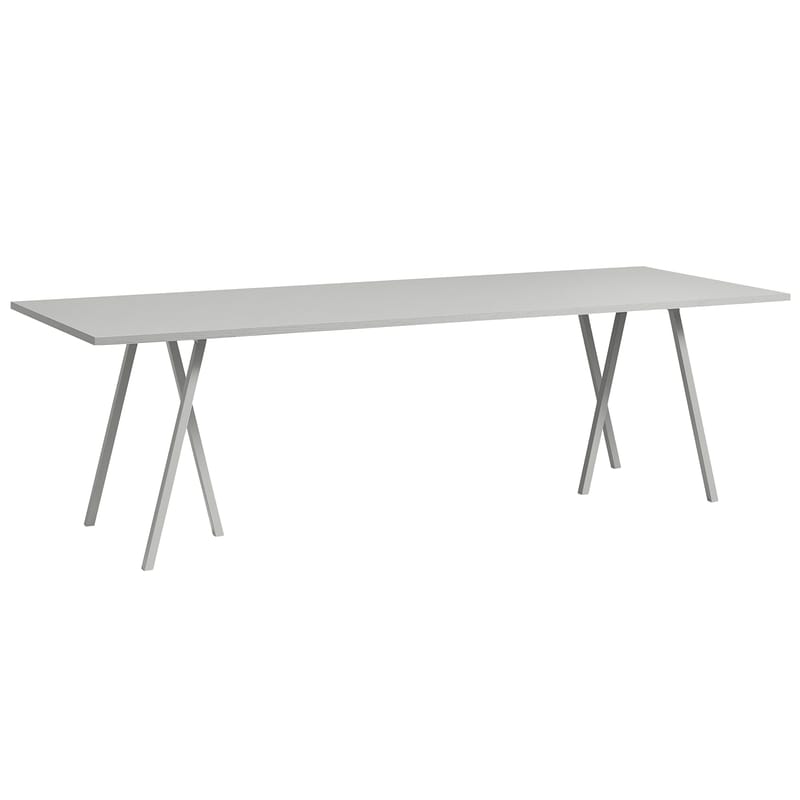 Mobilier - Bureaux - Table rectangulaire Loop / L 250 cm - Stratifié finition linoleum - Hay - Gris - Acier laqué
