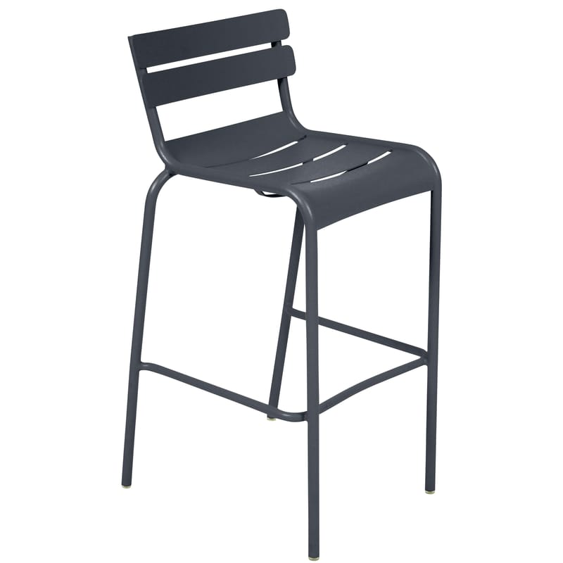 Mobilier - Tabourets de bar - Chaise de bar Luxembourg métal noir / H 80 cm - Aluminium - Fermob - Carbone - Aluminium laqué