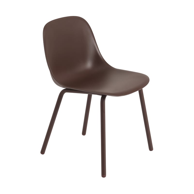 Mobilier - Chaises, fauteuils de salle à manger - Chaise Fiber OUTDOOR plastique marron / Plastique recyclé - Muuto - Rouge-marron - Acier thermolaqué, Plastique 100% recyclé