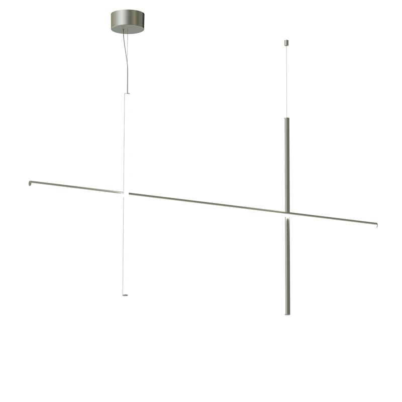 Luminaire - Suspensions - Suspension Coordinates S2 gris argent métal LED / L 176 cm x H 92 cm - Flos - Argent - Aluminium extrudé