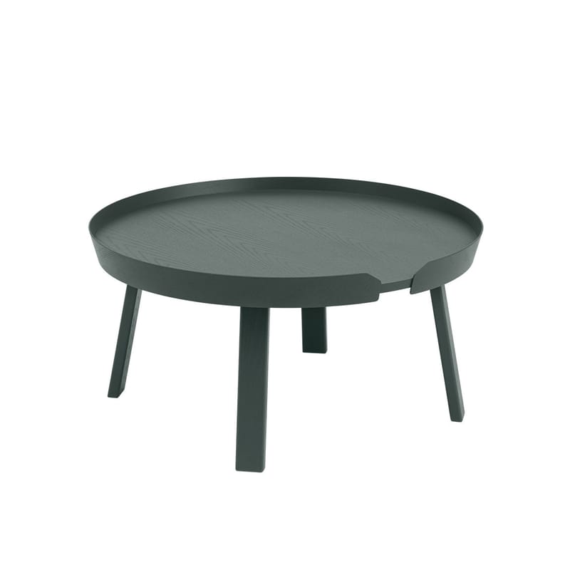 Mobilier - Tables basses - Table basse Around Large bois vert / Ø 72 x H 37,5 cm - Muuto - Vert foncé - Frêne teinté