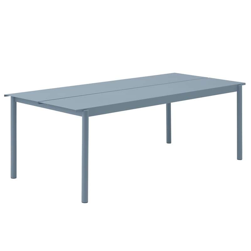Jardin - Tables de jardin - Table rectangulaire Linear métal bleu /  220 x 90 cm - Muuto - Bleu clair - Acier revêtement poudre