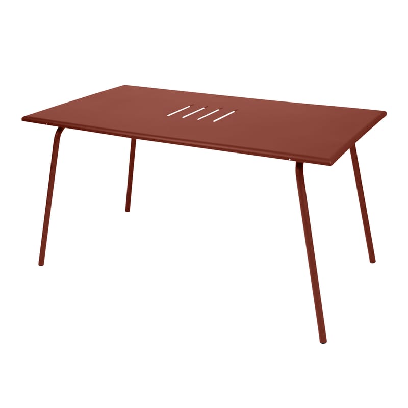 Jardin - Tables de jardin - Table rectangulaire Monceau métal rouge marron / 146 x 80 cm - 6 personnes - Fermob - Ocre rouge - Acier peint
