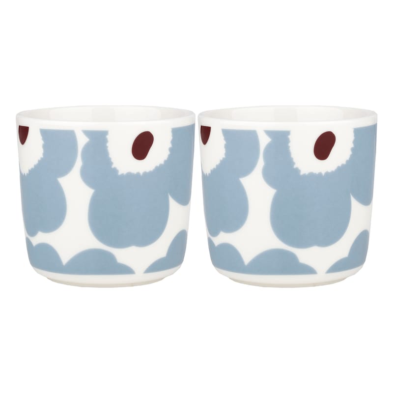 Table et cuisine - Tasses et mugs - Tasse à café Unikko céramique bleu / Sans anse - Set de 2 - Marimekko - Unikko / Bleu clair - Grès