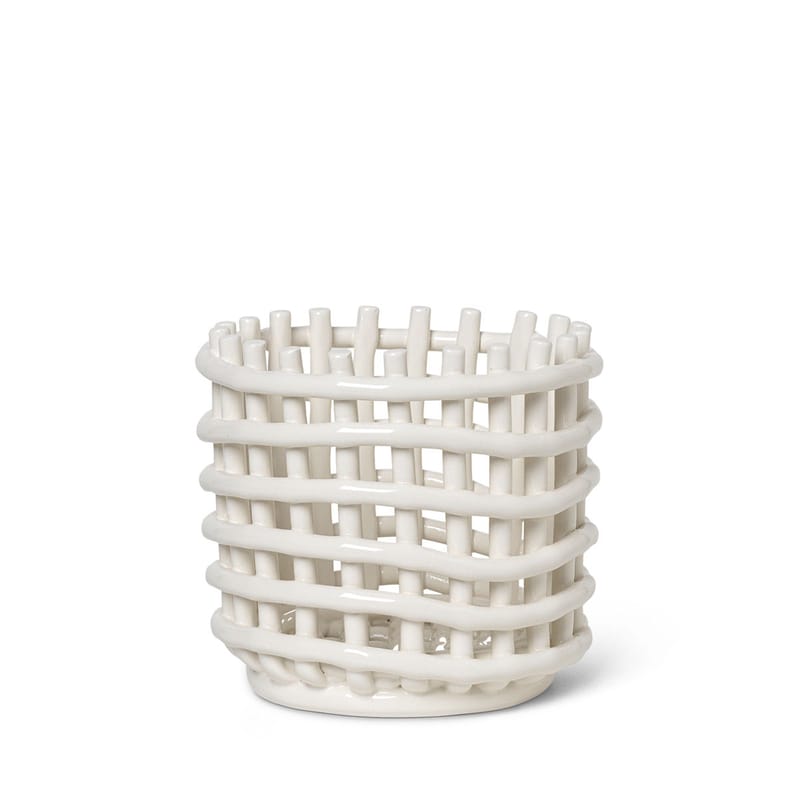 Décoration - Centres de table et vide-poches - Corbeille Ceramic Small céramique blanc / Ø 16 x H 14,5 cm - Fait main - Ferm Living - Blanc cassé - Céramique