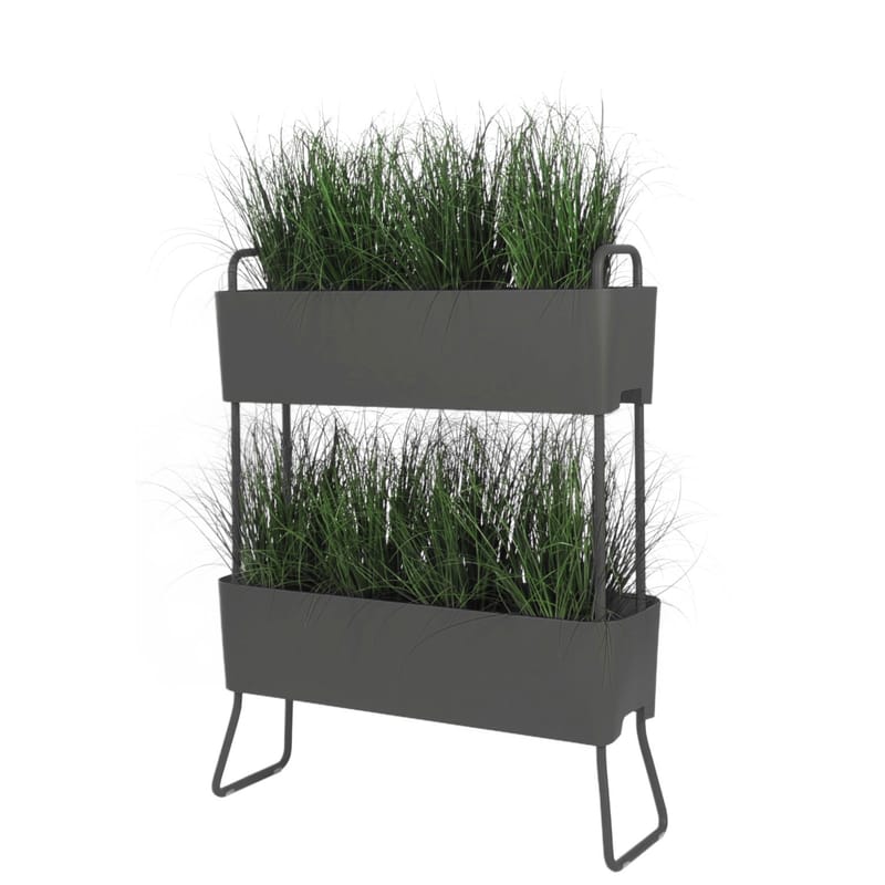 Furniture - Room Dividers & Screens - Greens Duo Flowerpot metal grey Set of 2 -  L 100 cm - Maiori - Carbon grey - Aluminium