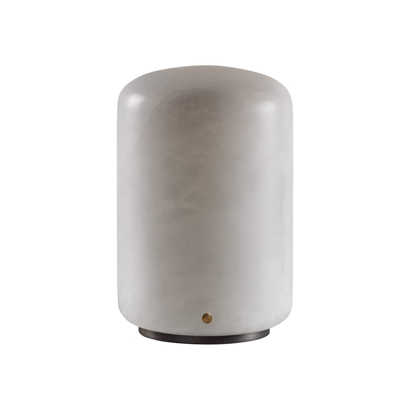 Luminaire - Lampes de table - Lampe de table Capsule LED pierre blanc / albâtre / H 25,2 cm - Carpyen - H 25,2 cm / Blanc - Albâtre, Laiton vieilli
