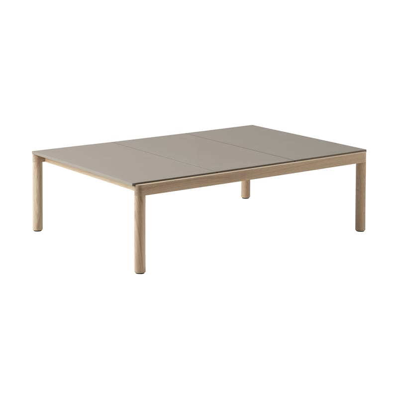 Mobilier - Tables basses - Table basse Couple céramique beige / 84.5 x 120 x H 35 cm - Plateau grès réversible - Muuto - Taupe / Chêne - Chêne huilé, Grès cérame