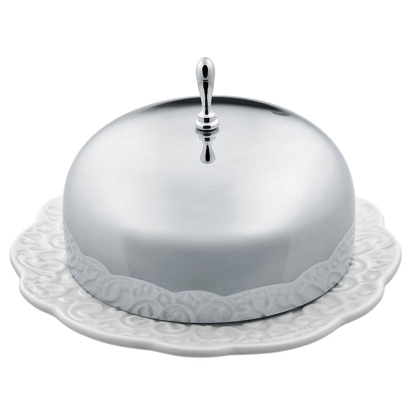 Tisch und Küche - Boxen und Aufbewahrung - Butterdose Dressed keramik metall weiß - Alessi - Weiß / Stahl - Porzellan, rostfreier Stahl