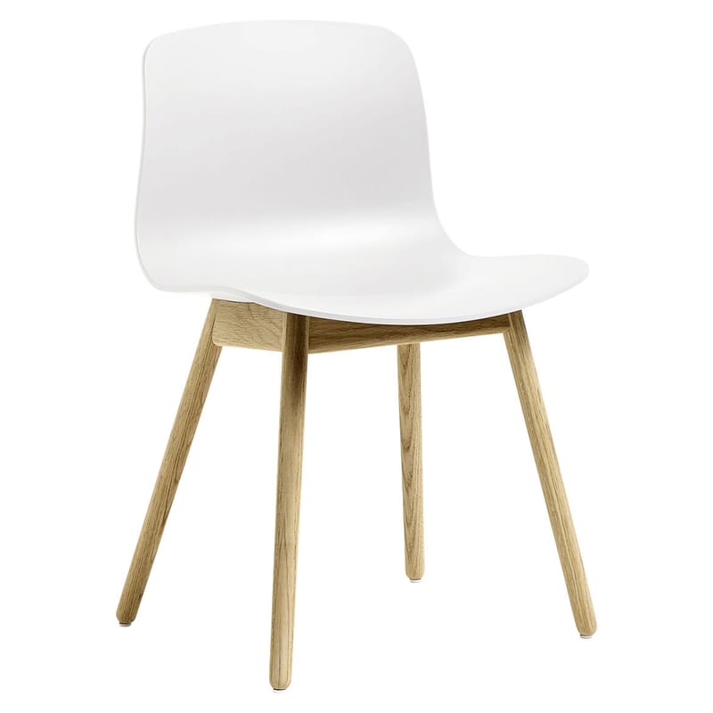 Mobilier - Chaises, fauteuils de salle à manger - Chaise  About a chair AAC12 plastique blanc / Recyclé - Hay - Blanc / Chêne verni mat - Chêne massif, Polypropylène recyclé