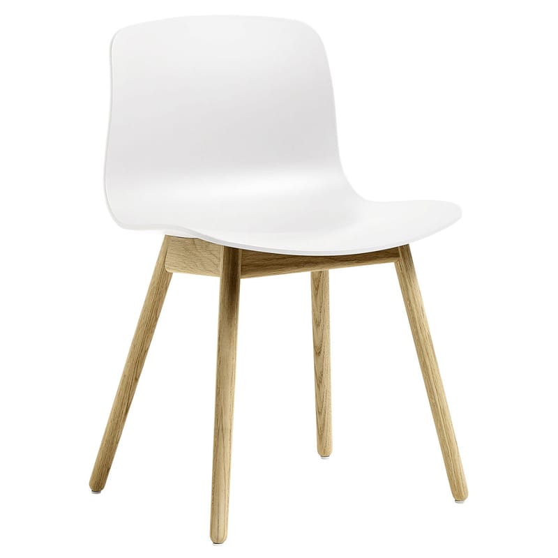 Mobilier - Chaises, fauteuils de salle à manger - Chaise About a chair AAC12 plastique blanc bois naturel / pieds bois - Hay - Blanc / Pieds bois naturel - Chêne verni, Polypropylène