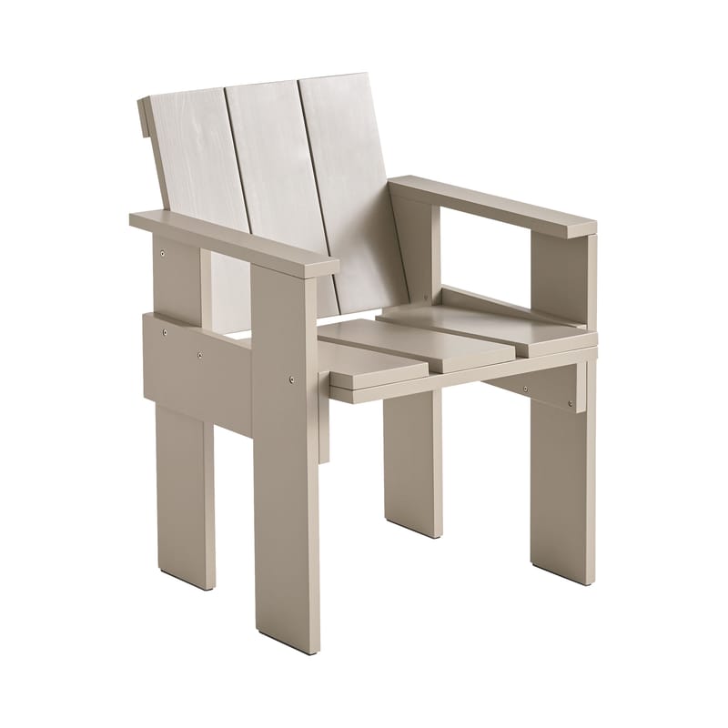 Mobilier - Chaises, fauteuils de salle à manger - Fauteuil de repas Crate Outdoor bois beige / Gerrit Rietveld, 1934 - Hay - London fog - Pin massif