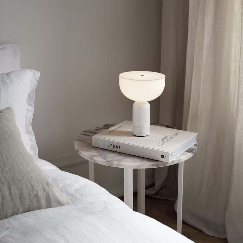Lampe sans fil rechargeable Kizu LED pierre blanc / Base marbre - H 24 cm - NEW WORKS