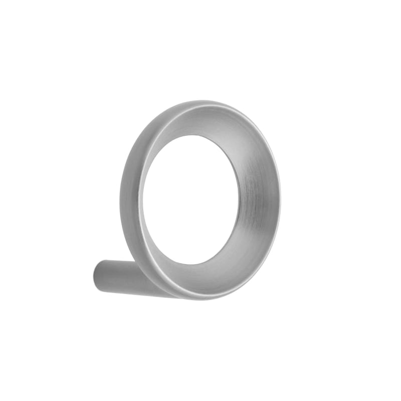 Mobilier - Portemanteaux, patères & portants - Patère Loop Small gris argent métal / Ø 4,4 cm - Normann Copenhagen - Zinc brossé - Zinc