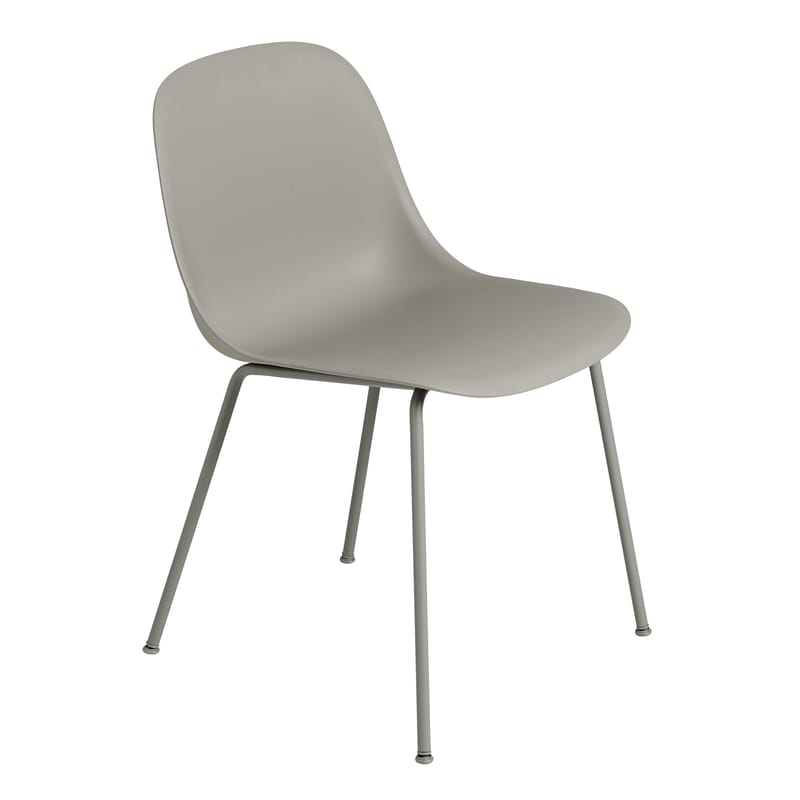 Möbel - Stühle  - Stuhl Fiber metall plastikmaterial holz grau - Muuto - Grau / Stuhlbeine grau - Recyceltes Verbundmaterial, Stahl