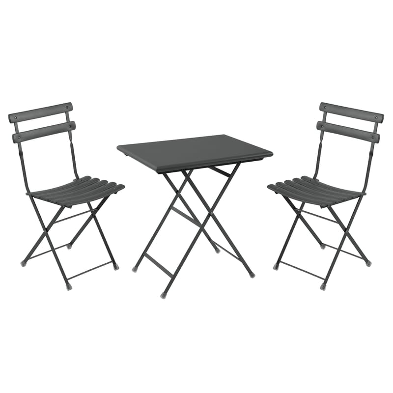 Outdoor - Garden Tables - Arc en Ciel Table & seats set metal brown Table 70x50cm + 2 chairs - Emu - Antique iron - Varnished steel