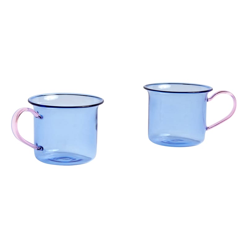Table et cuisine - Tasses et mugs - Tasse  verre bleu / Set de 2 - Verre borosilicate - Hay - Bleu - Verre borosilicaté