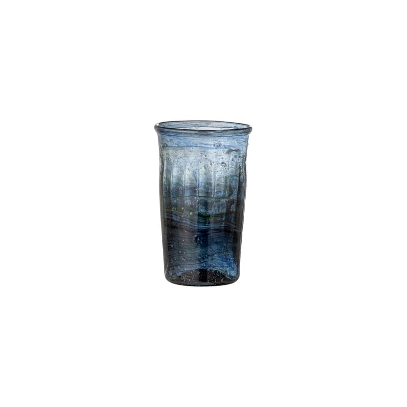 Table et cuisine - Verres  - Verre Taja verre bleu / Ø 7 x H 11,5 cm - Verre recyclé - Bloomingville - Bleu - Verre recyclé