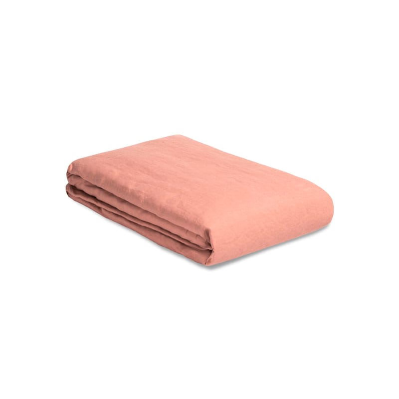 Dekoration - Wohntextilien - Bettbezug 140 x 200 cm  textil rosa orange braun / 140 x 200 cm - Leinen gewaschen - Au Printemps Paris - Terrakotta - Gewaschenes Leinen