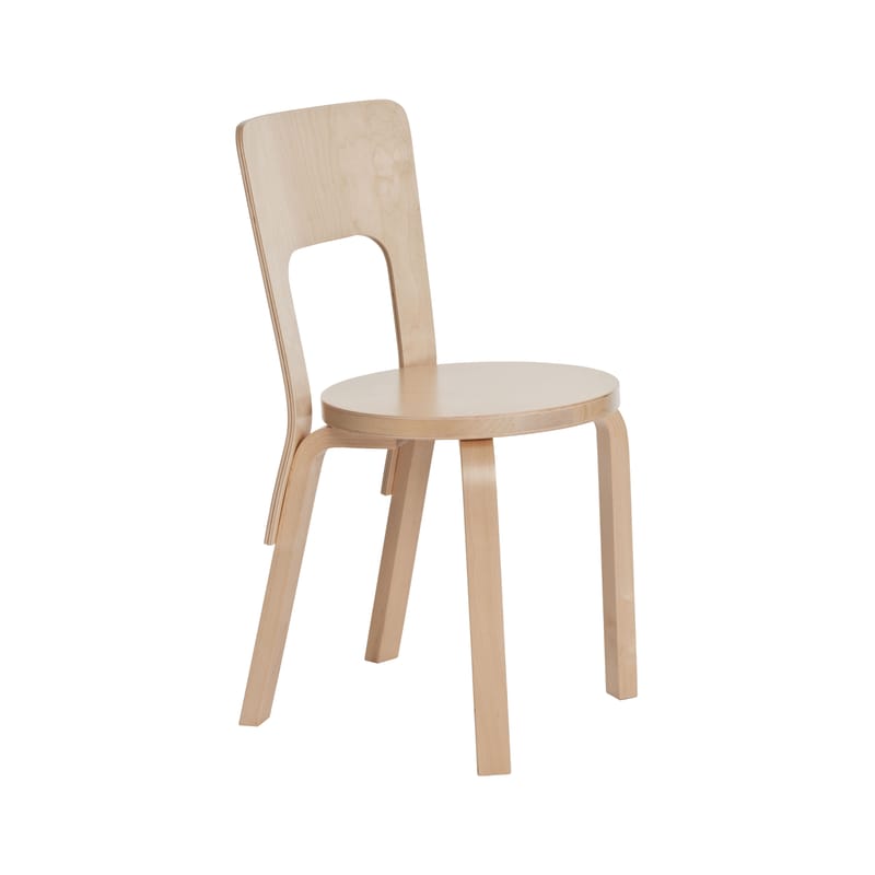 Mobilier - Chaises, fauteuils de salle à manger - Chaise 66 bois naturel / Alvar Aalto, 1935 - ARTEK - Bouleau naturel - Contreplaqué de bouleau, Lamellé-collé de bouleau