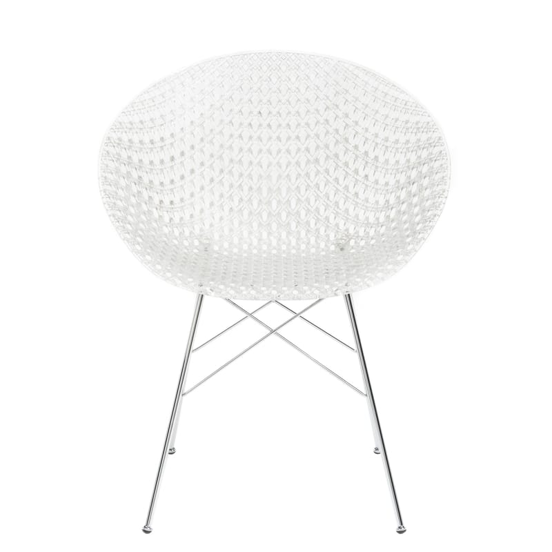 Mobilier - Chaises, fauteuils de salle à manger - Fauteuil Smatrik plastique transparent / Indoor - Kartell - Cristal / Pied chromé - Acier chromé, Polycarbonate