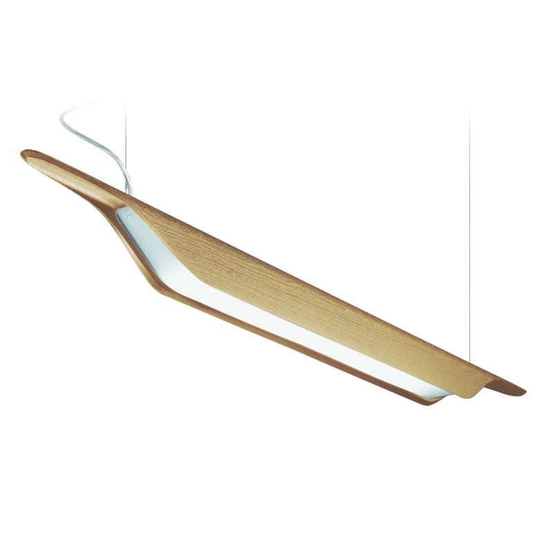 Lighting - Pendant Lighting - Troag Grande Pendant natural wood L 215 cm - Foscarini - Natural - Lacquered wood
