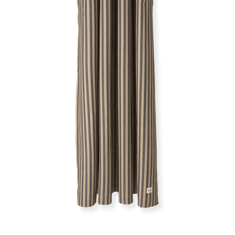 Accessoires - Accessoires salle de bains - Rideau de douche Chambray Striped tissu noir beige / 160 x H 205 cm - Coton enduit - Ferm Living - Rayé /Sable & noir - Coton enduit