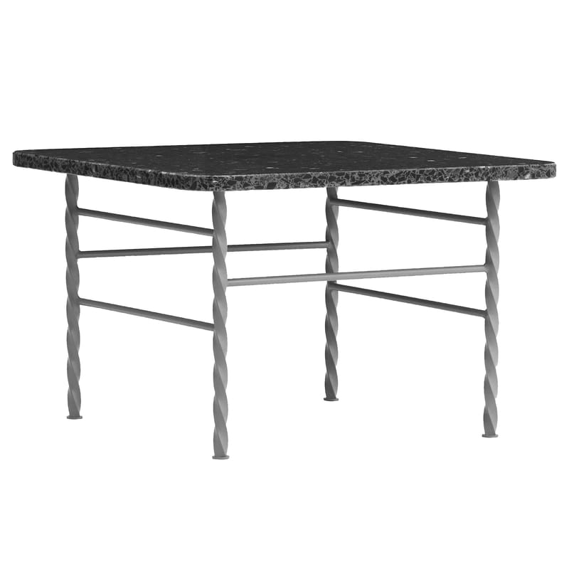Mobilier - Tables basses - Table basse Terra Large pierre gris / 55 x 55 x H 36 cm - Terrazzo - Normann Copenhagen - Gris - Acier laqué époxy, Terrazzo